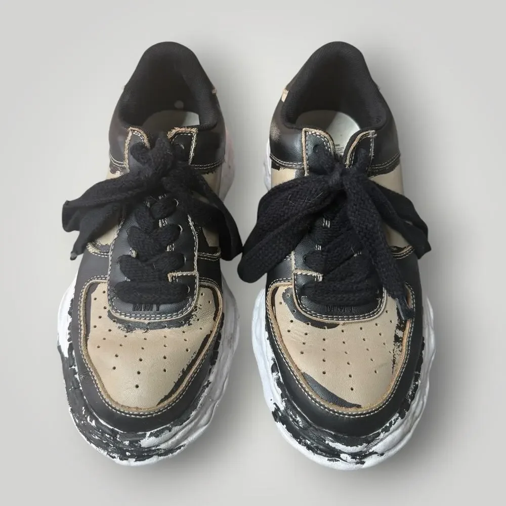 MAISON MIHARA YASUHIRO WAYNE OG SOLE LOW-TOP PAINTED LEATHER SNEAKERS sz 42